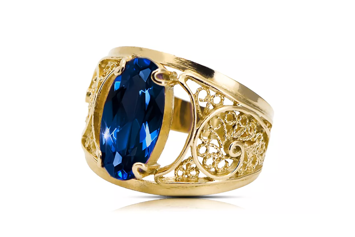 14K Yellow gold Sapphire Ring Vintage craft vrc057y